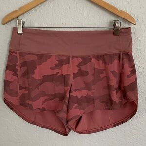 Lululemon Sz 8 Pink Misty Mauve Camo Shorts Run Speed Workout